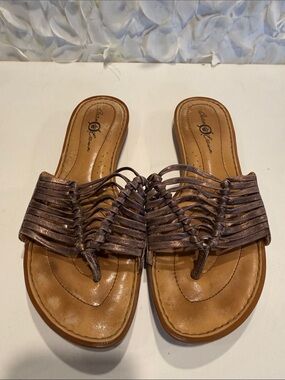 Born Metallic Bronze Braided Toe-Post Sandals - Women